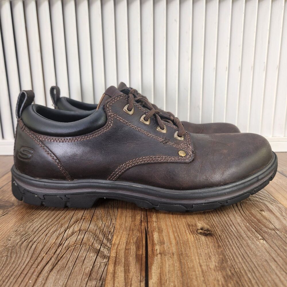 Skechers Relaxed Fit Segment Rilar Oxford Shoes Mens Size 11 Brown Leather 64260